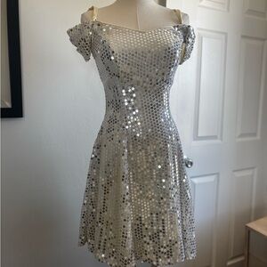 Vintage Hollywood Nites Sequin Party Dress Off Shoulder